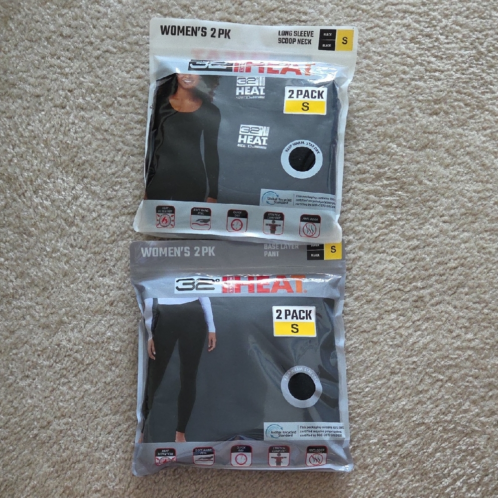32 Degrees Women's Thermal Set 2 Pack - Black